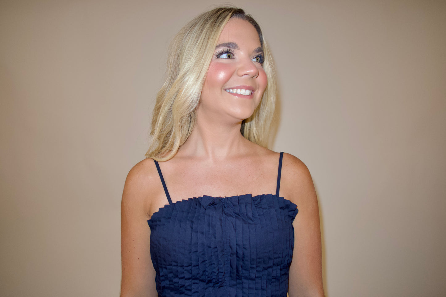 Cascade Pleat Mini Dress