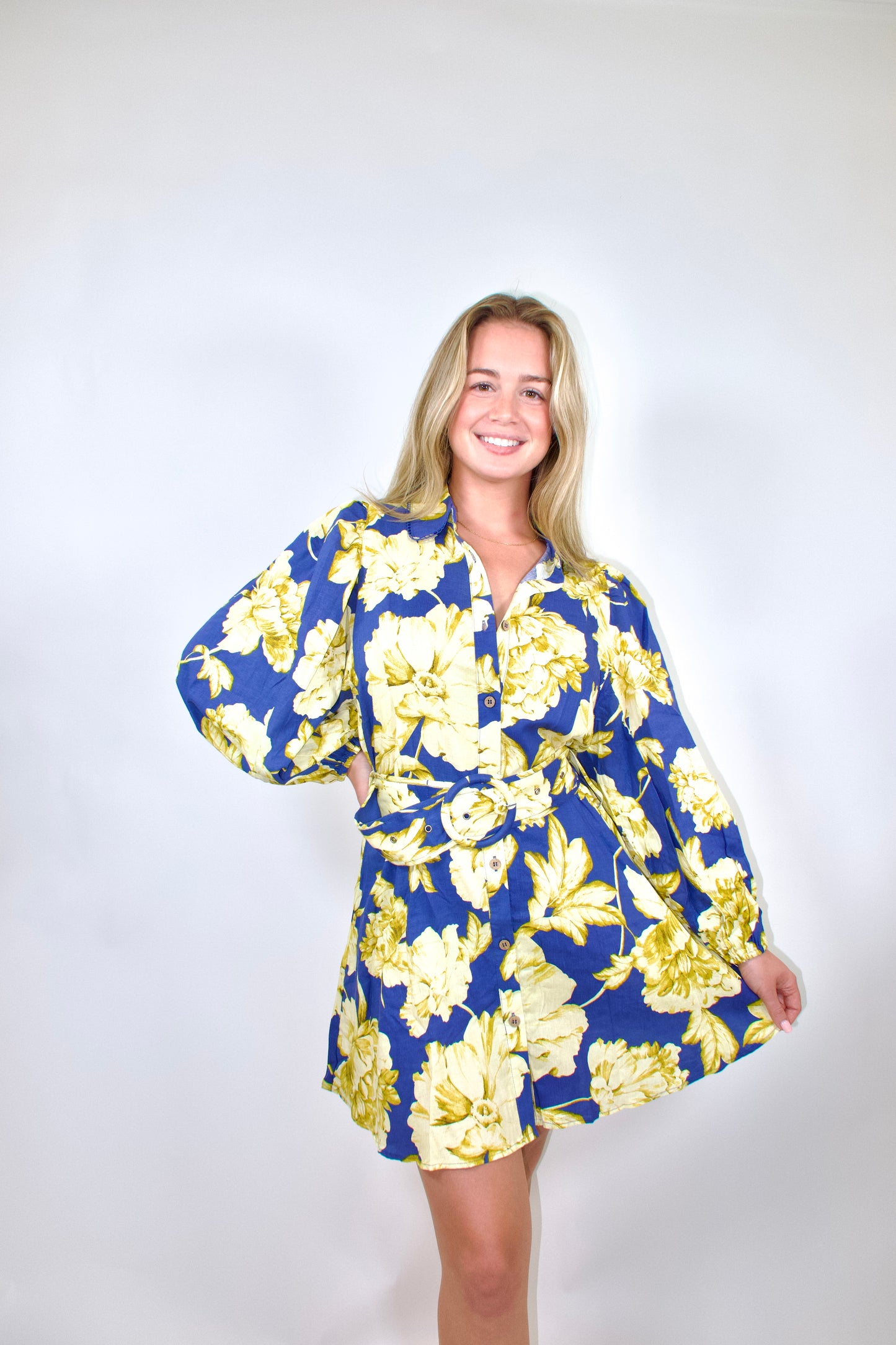 Lila Belted Floral Dress