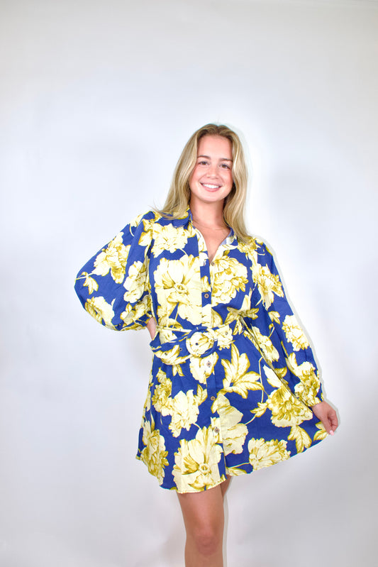 Lila Belted Floral Dress