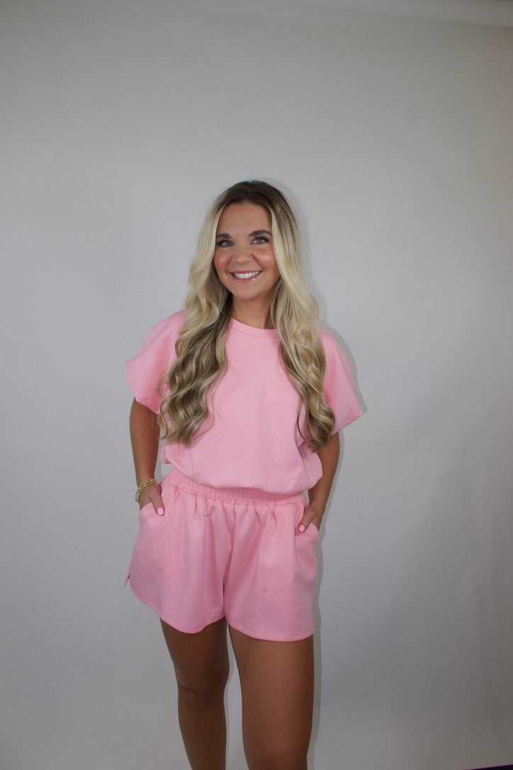 Scallop Scuba Bubble Crop Set (Pink)
