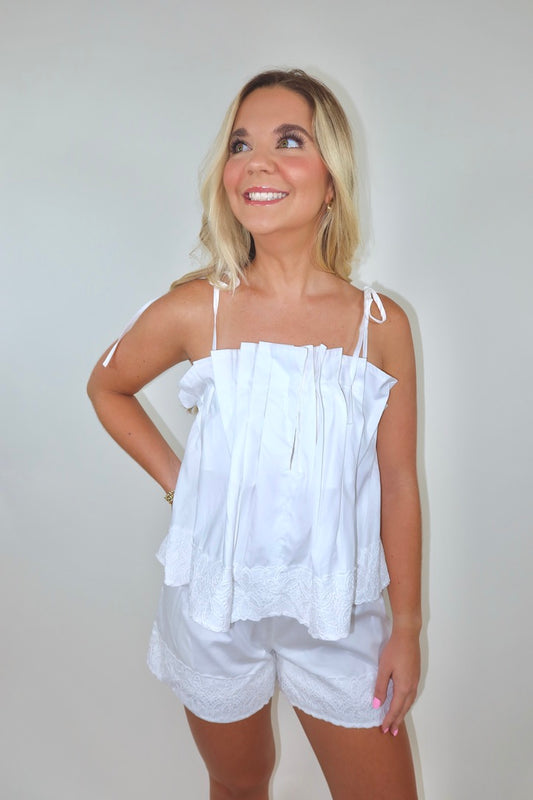 White Sand Pleated Set