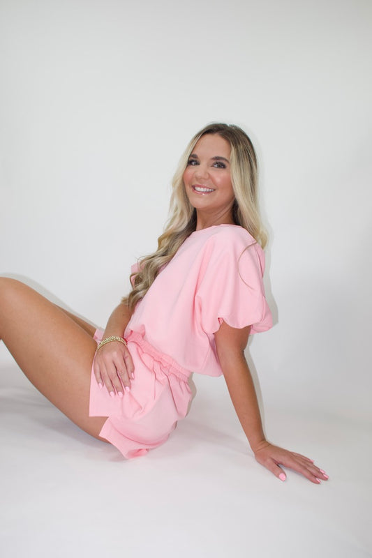 Scallop Scuba Bubble Crop Set (Pink)