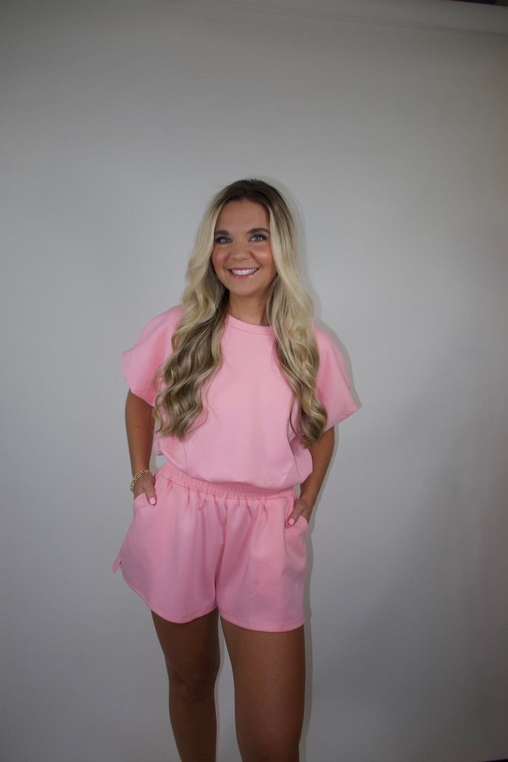 Scallop Scuba Bubble Crop Set (Pink)